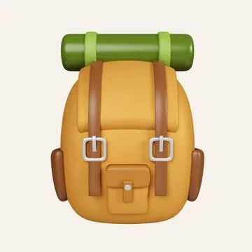 3d camping backpack. elements for camping, hiking , summer camp, traveling, trip Stock Illustration