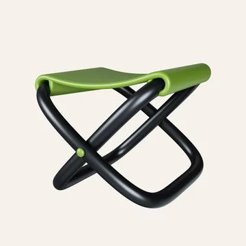 3d camping chair. elements for camping, hiking , summer camp, traveling, trip Stock Illustration