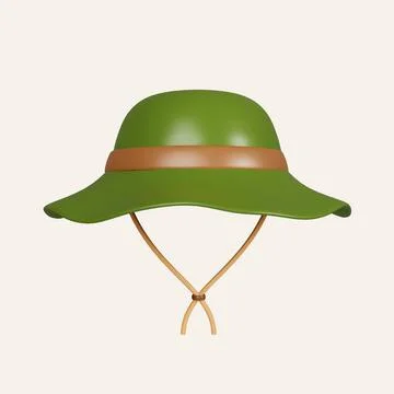 3d camping hat. elements for camping, hiking , summer camp, traveling, trip Stock Illustration