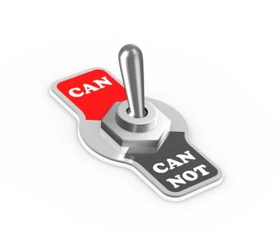 3d can can't toggle switch button Ilustración de archivo