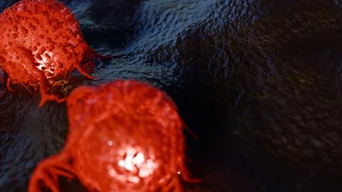 A 3D cancer cells with a characteristic of malignancy. Stock Illustration