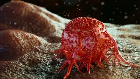 A 3D cancer cells with a characteristic of malignancy. Stock Illustration