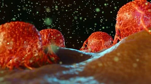 A 3D cancer cells with a characteristic of malignancy. Stock Illustration
