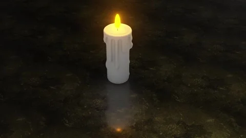 3D Candle on an Illuminated Floor Animation. Candle Glowing 3D. 4K Stock Footage 280458317