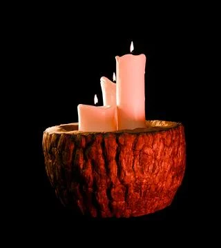 3D Candle Light Side View | Ambient Glow | Minimalist Candlelight Visual Stock Illustration