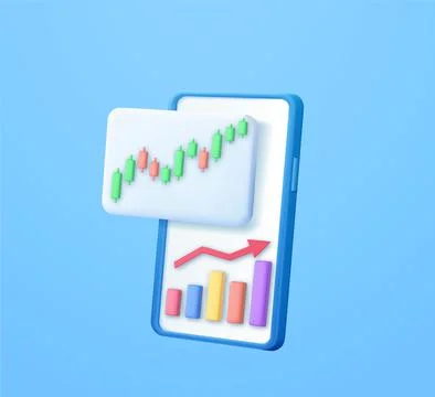 3d Candle stick graph chart of online stock Stock Illustration