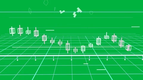 3D candles moving down rising falling after camera zoom showing market trend Stock Footage 334265508