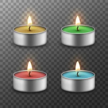 3d candles set. Realistic burning candles 스톡 일러스트
