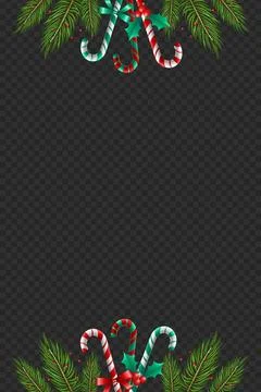 3d candy canes leaves frame Stock Illustration
