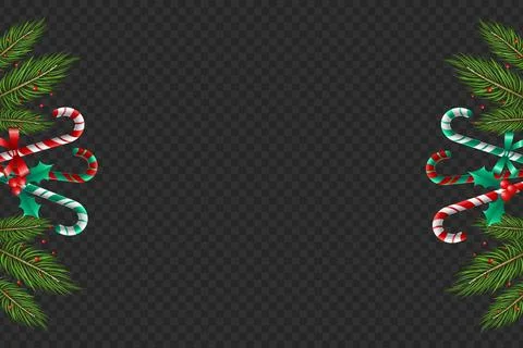3d candy canes leaves frame Stock Illustration
