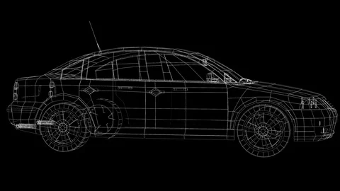 3D Car Berline Wireframe 4K Stock Footage 125795757