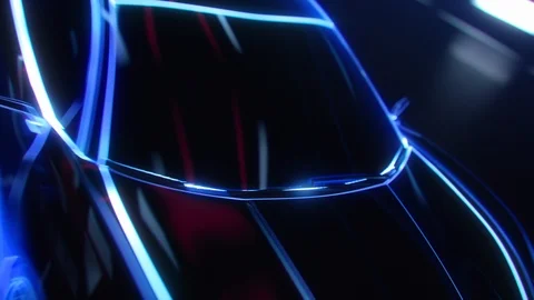 3D Car Model: Detailed Silhouette of Sports Car Driving at High Speed, Racing Stock Footage 124193565