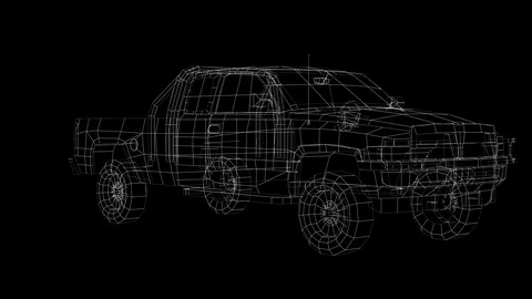 3D Car Pickup wireframe 4K Stock Footage 126131409