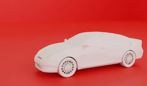 3D car on red background Stock Illustration