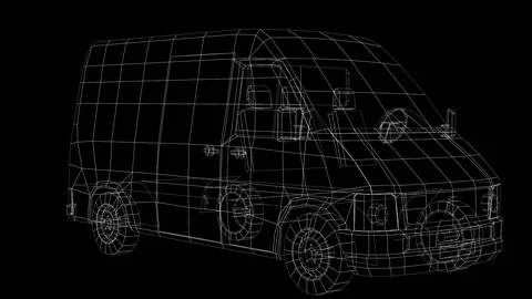 3D Car Van Wireframe 4K Stock Footage 126078030