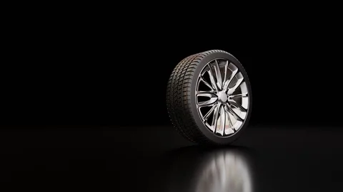 3D car wheel rotates on white background Stock Footage 120333462