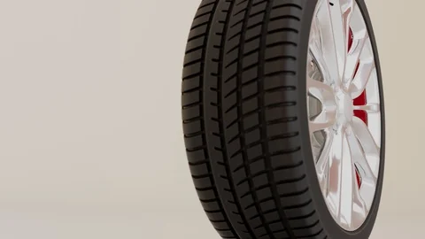 3D car wheel rotates on white background Stock Footage 120464533