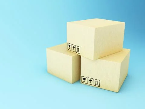 3D carboard boxes. Delivery concept. Illustrazione stock