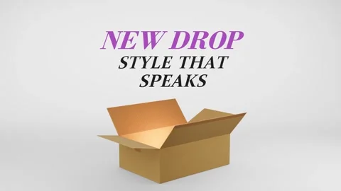 3D Cardboard Box Animation Revealing New Drop Style That Speaks with Confetti Stock Footage 310033882