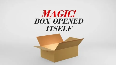 3D Cardboard Box Animation Revealing Magic! Box Opened Itself with Confetti Stock Footage 310033937