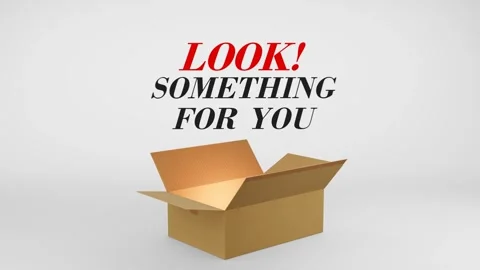 3D Cardboard Box Animation Revealing Look! Something for You with Confetti Stock Footage 310033960