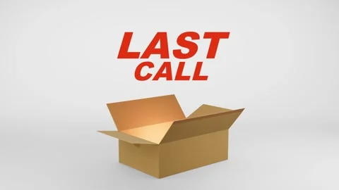 3D Cardboard Box Animation Revealing Last Call with Confetti Stock Footage 310033989