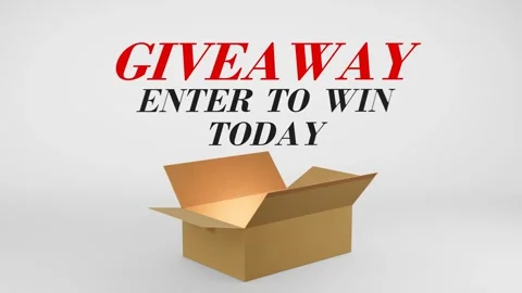 3D Cardboard Box Animation Revealing Giveaway Enter to Win Today with Confetti Stock Footage 310034056