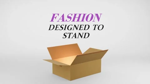 3D Cardboard Box Animation Revealing Fashion Designed to Stand with Confetti Stock Footage 310034083
