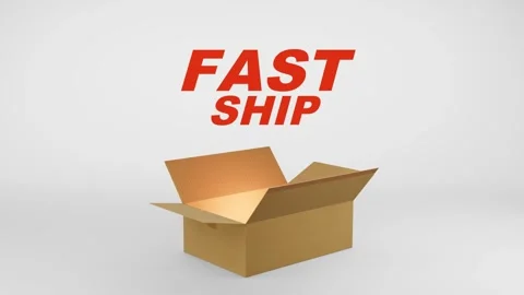 3D Cardboard Box Animation Revealing Fast Ship with Confetti Stock Footage 310034087