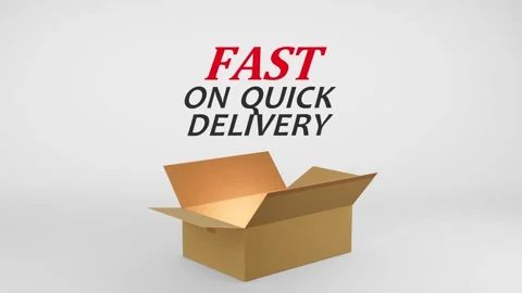 3D Cardboard Box Animation Revealing Fast on Quick Delivery with Confetti Video stock 310034099