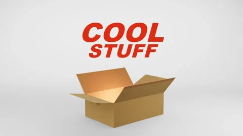 3D Cardboard Box Animation Revealing Cool Stuff with Confetti Stock Footage 310034135