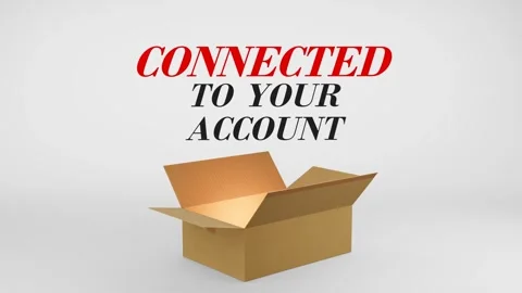 3D Cardboard Box Animation Revealing Connected to Your Account with Confetti Stock Footage 310034158