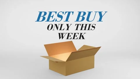 3D Cardboard Box Animation Revealing Best Buy Only This Week with Confetti Video stock 310034331