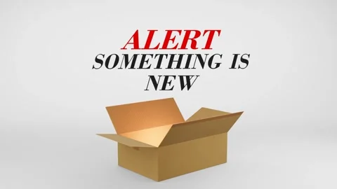 3D Cardboard Box Animation Revealing Alert Something Is New with Confetti Stock Footage 310034366