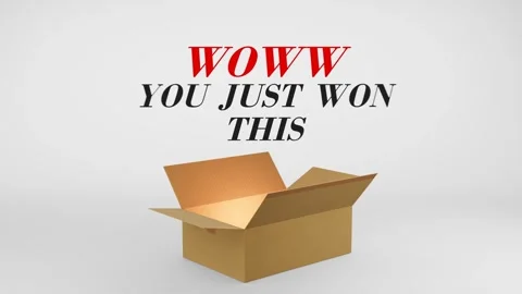 3D Cardboard Box Animation Revealing Woww You Just Won This with Confetti Video stock 310034375