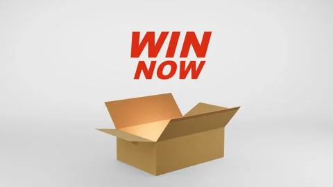 3D Cardboard Box Animation Revealing Win Now with Confetti Stock Footage 310034388
