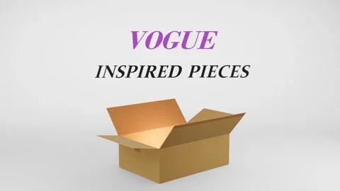 3D Cardboard Box Animation Revealing Vogue Inspired Pieces with Confetti Video stock 310034401