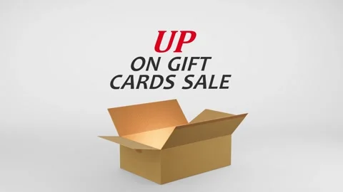 3D Cardboard Box Animation Revealing Up On Gift Cards Sale with Confetti Stock Footage 310034402