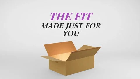 3D Cardboard Box Animation Revealing The Fit Made Just For You with Confetti Stock Footage 310034447
