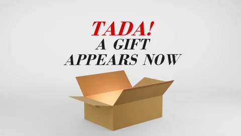 3D Cardboard Box Animation Revealing Tada! A Gift Appears Now with Confetti Video stock 310034456