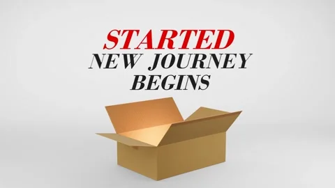 3D Cardboard Box Animation Revealing Started New Journey Begins with Confetti Stock Footage 310034504