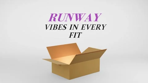 3D Cardboard Box Animation Revealing Runway Vibes In Every Fit with Confetti Video stock 310034528