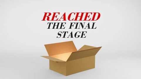 3D Cardboard Box Animation Revealing Reached The Final Stage with Confetti Video stock 310034532