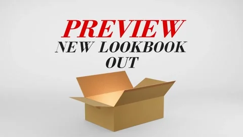 3D Cardboard Box Animation Revealing Preview New Lookbook Out with Confetti Stock Footage 310034538
