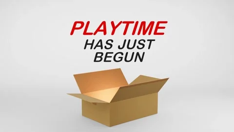 3D Cardboard Box Animation Revealing Playtime Has Just Begun with Confetti Stock Footage 310034568