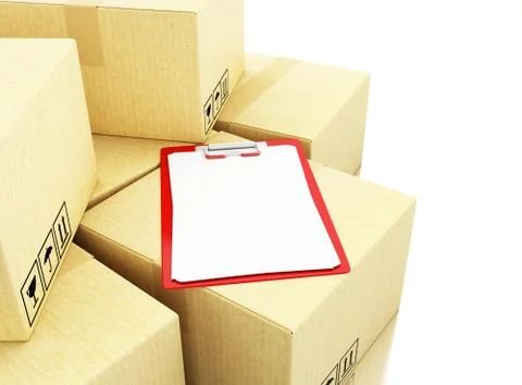 3d Cardboard boxes with chek list Illustrazione stock