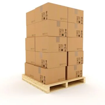 3d cardboard boxes Stock Illustration