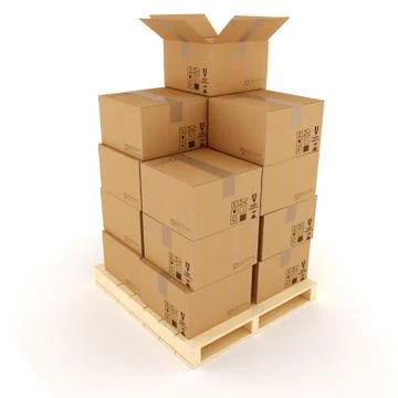 3d cardboard boxes Stock-Illustration