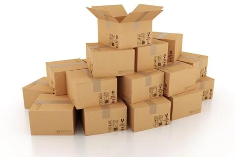 3d cardboard boxes Stock Illustration