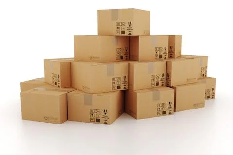 3d cardboard boxes Stock Illustration